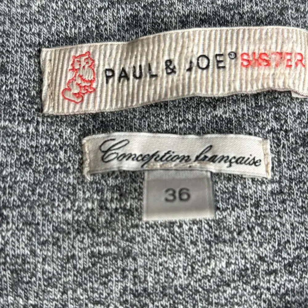 Paul & Joe Sister Gray Short Sleeve Fit & Flare Scoop Neck Knit Dress Size 36